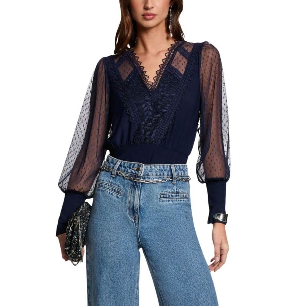 Morgan De Toi Blue Polyester Long Sleeve Women's T-Shirt